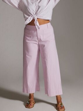 Maeve Colette Wide Leg Cropped Pants High Rise In Lilac Lavender Size 29 Tall
